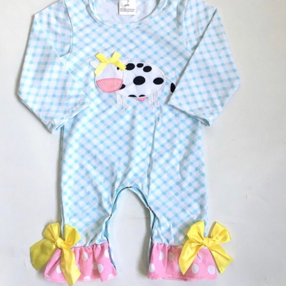 Cow appliqué romper